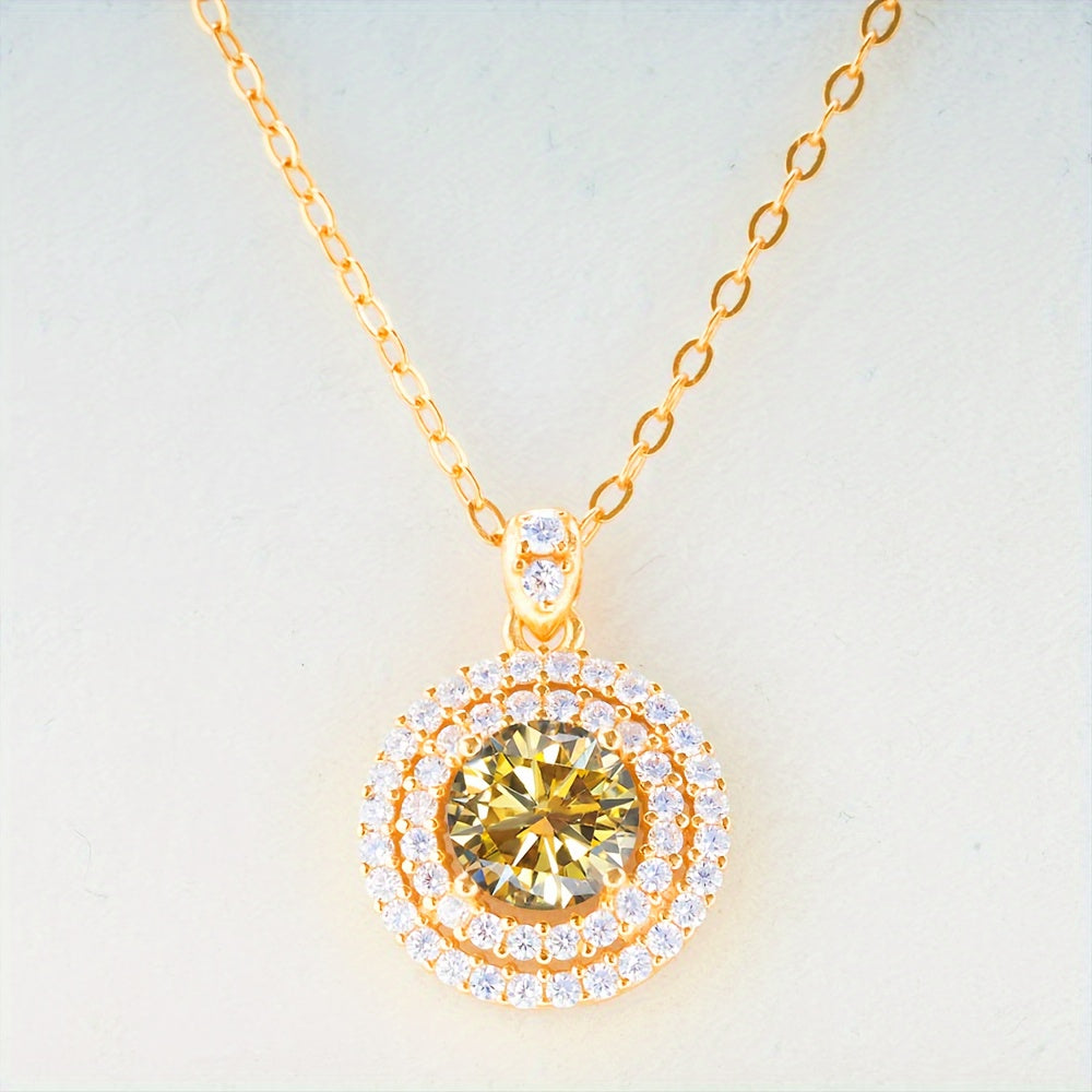 Lady 1 Carat Multicolor Moissanite Necklace Halo Pendant for Engagements Weddings Bridal