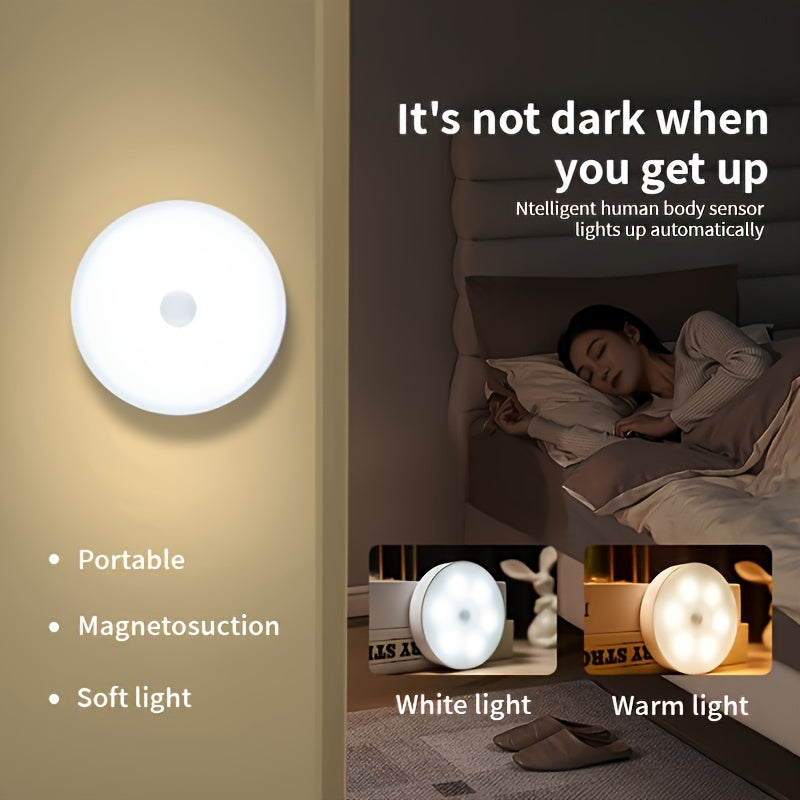 Rechargeable Magnetic LED Motion Sensor Night Light for Bedroom Wardrobe Cabinet White