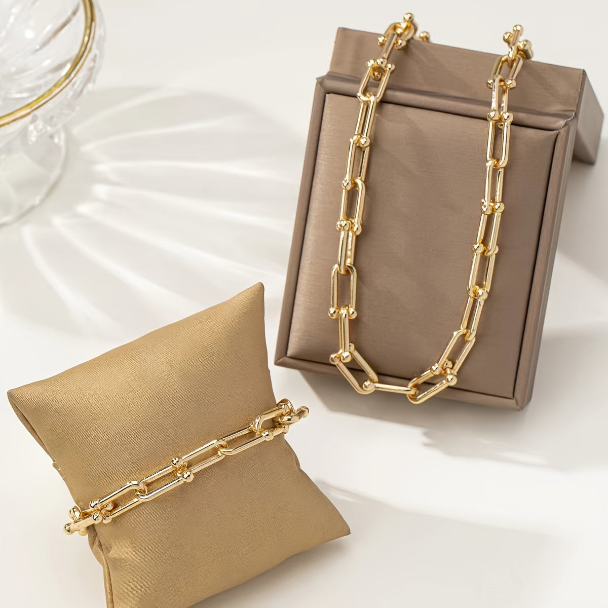 2-Piece U-Shaped Chain Necklace and Bracelet Set Zinc Alloy for Everyday or Night Out