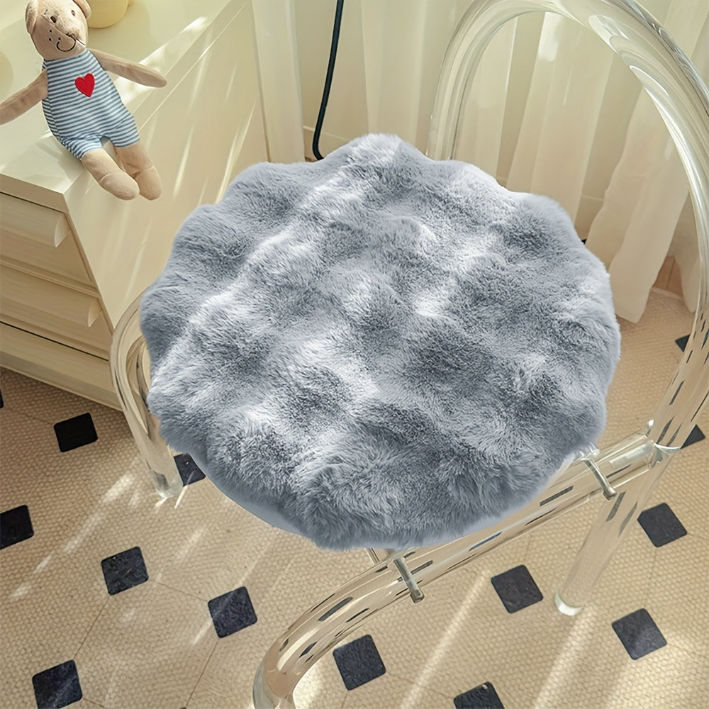 French Cream Plush Chair Cushion, 100% Polyester, Cozy Home Decor