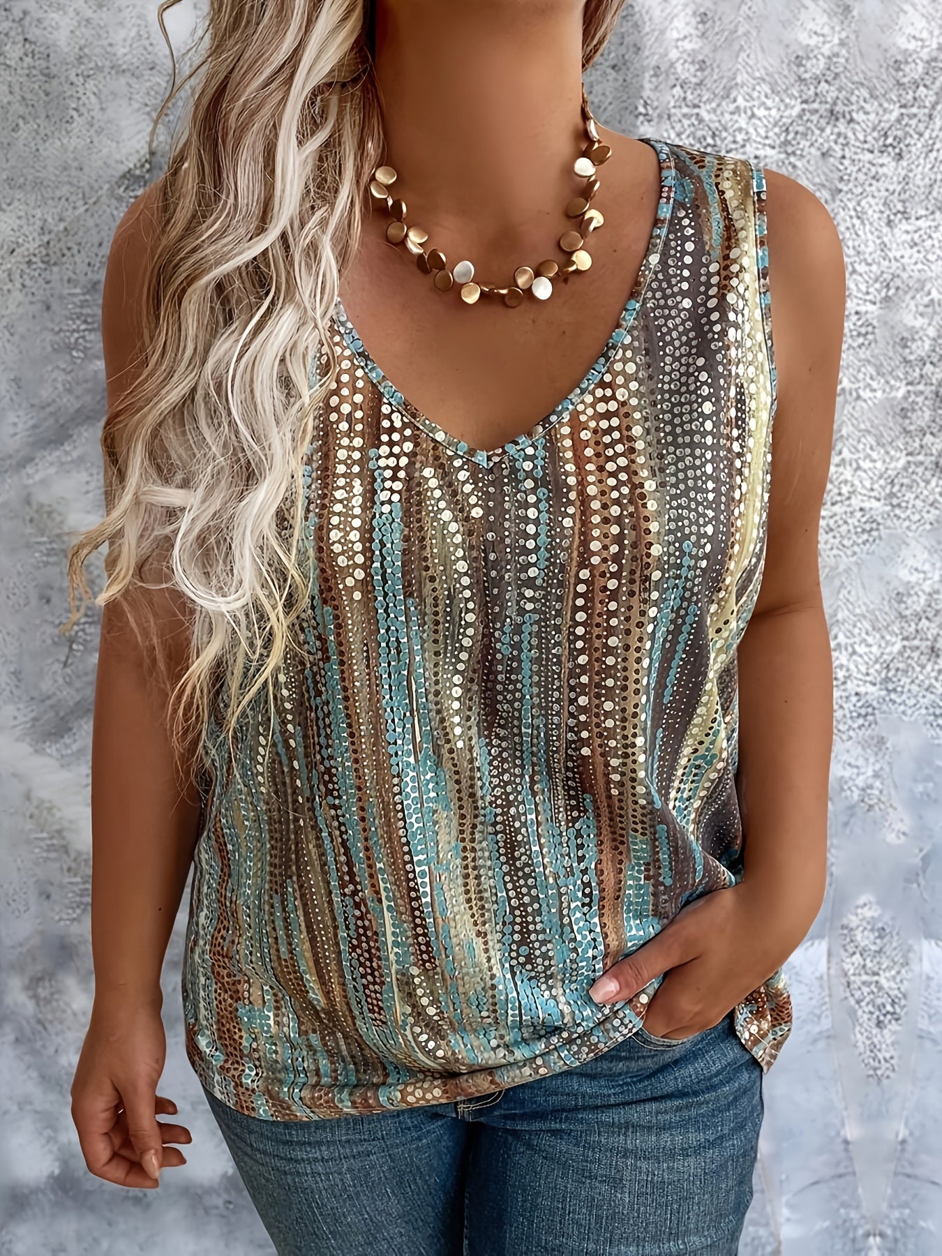 Женский жилет большого размера с мультицветным дизайном для повседневного летнего стиля