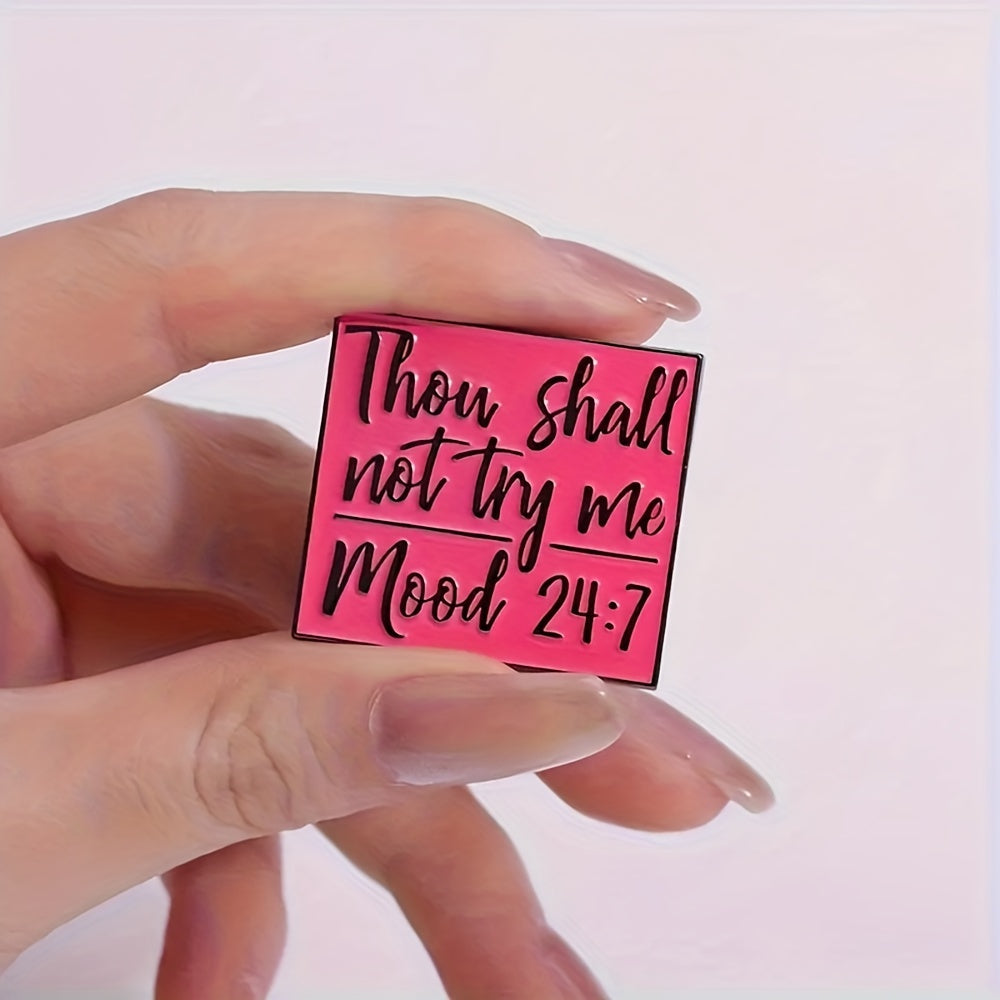 Red Enamel Geometric Brooches with Cartoon Quotes for Hats and Backpacks