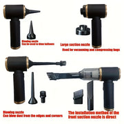 Kompakt 3-in-1 Avtomobil changyutgichi, 4000Pa tortish kuchi bilan, USB bilan quvvatlanadigan, avtomobil va uy uchun detailing