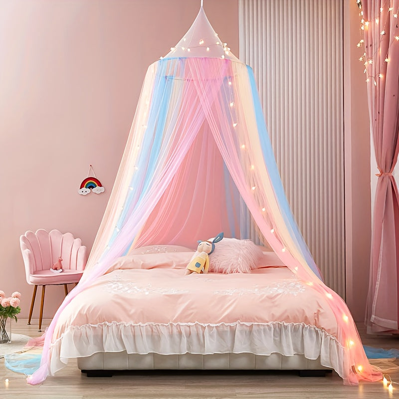 Cylindrical Mosquito Net with Cap Top Style Princess Canopy Curtain for Bedroom