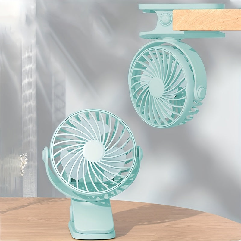 Portable Mini Clip Fan with 360° Rotation Rechargeable USB Desk Bedside Car Use