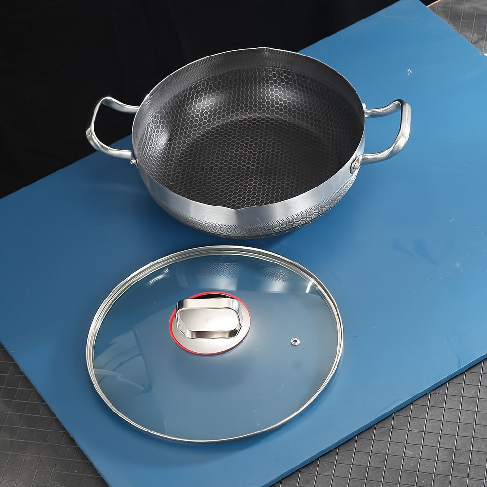 Frying Pan with Double-Sided Honeycomb Design in Silver 10-Inch Non-Stick Cookware