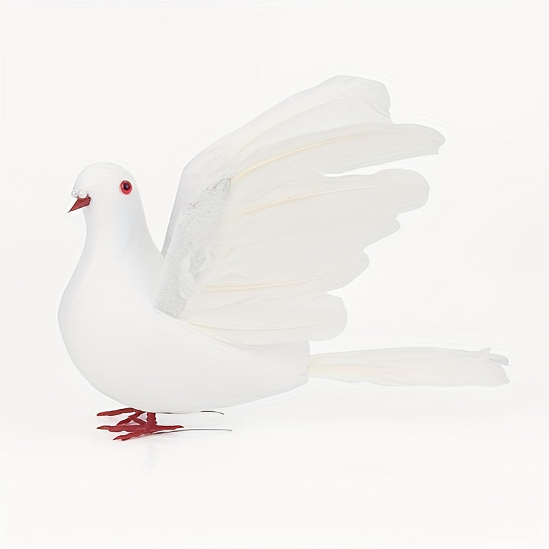 Artificial White Doves Set Decorative Faux Birds for Festive Occasions Non-Electric Featherless