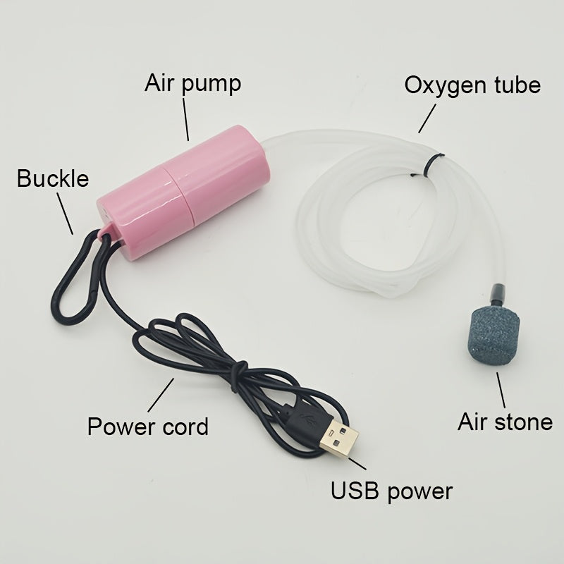 USB Aquarium Air Pump with Air Stone Silent Oxygenator for Fish Tanks in Multiple Colors