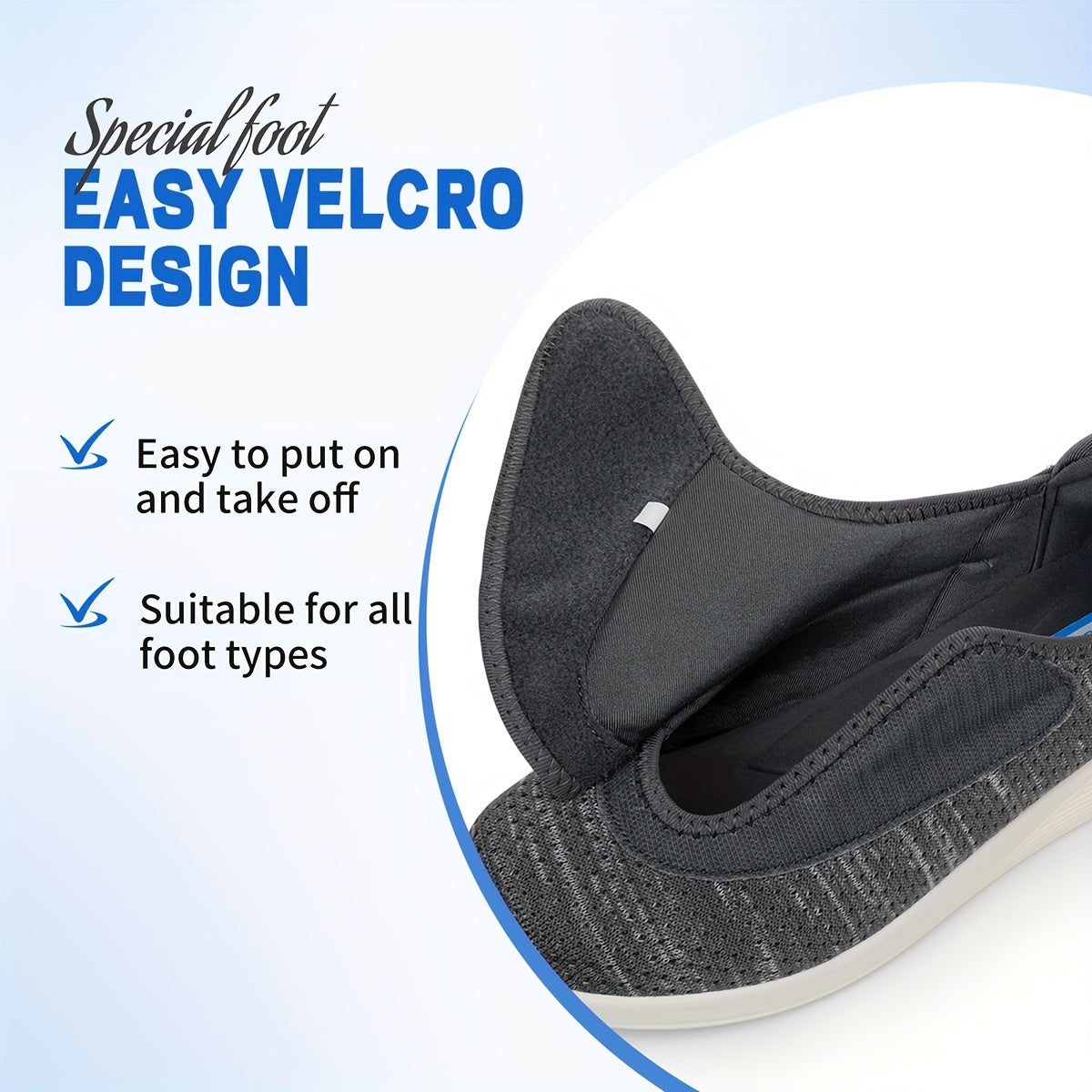 Women's Lightweight Adjustable Strap Walking Shoes Breathable Fabric Shock-Absorbing Outsole