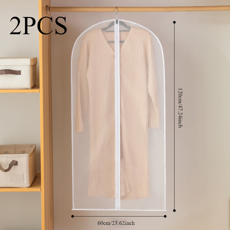 Juego de 2 bolsas de ropa transparentes con protectores de cremallera para almacenamiento de ropa y organización del armario