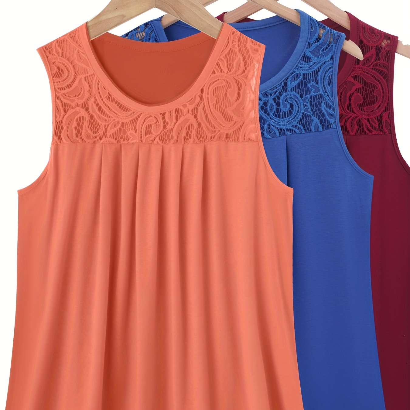 Женский комплект топов без рукавов с рюшами, дышащий полиэстер, кружево, стиль для отпуска