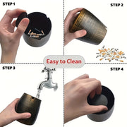 Elegant Windproof Iron Ashtray with Wood Grain Lid for Outdoor Use