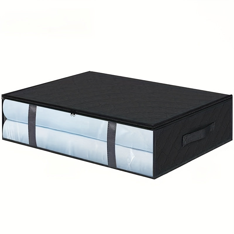 Caja de almacenamiento plegable para debajo de la cama, lavable, de tela no tejida para ropa, edredones, mantas, gris, negro, 1 pieza
