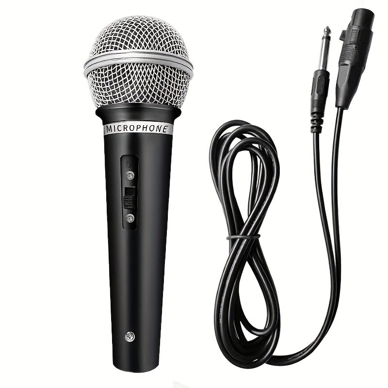 Wired Handheld Dynamic Microphone with 6.35mm Jack for Karaoke Speech Streaming Black