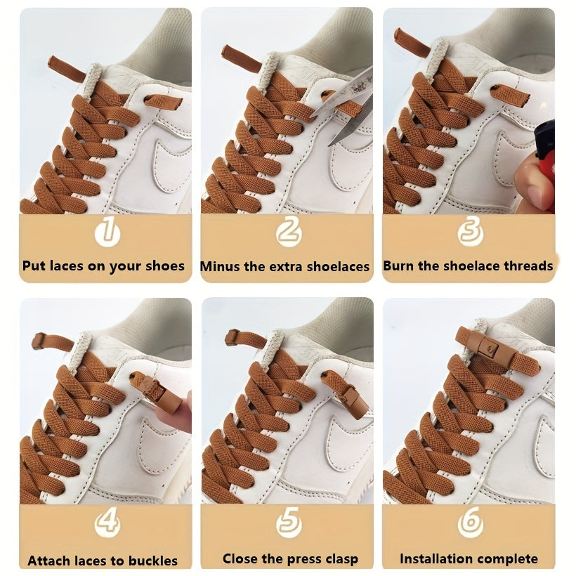 Unisex Elastic Shoe Laces Polyester No-Tie Quick Lock Sports Adjustable