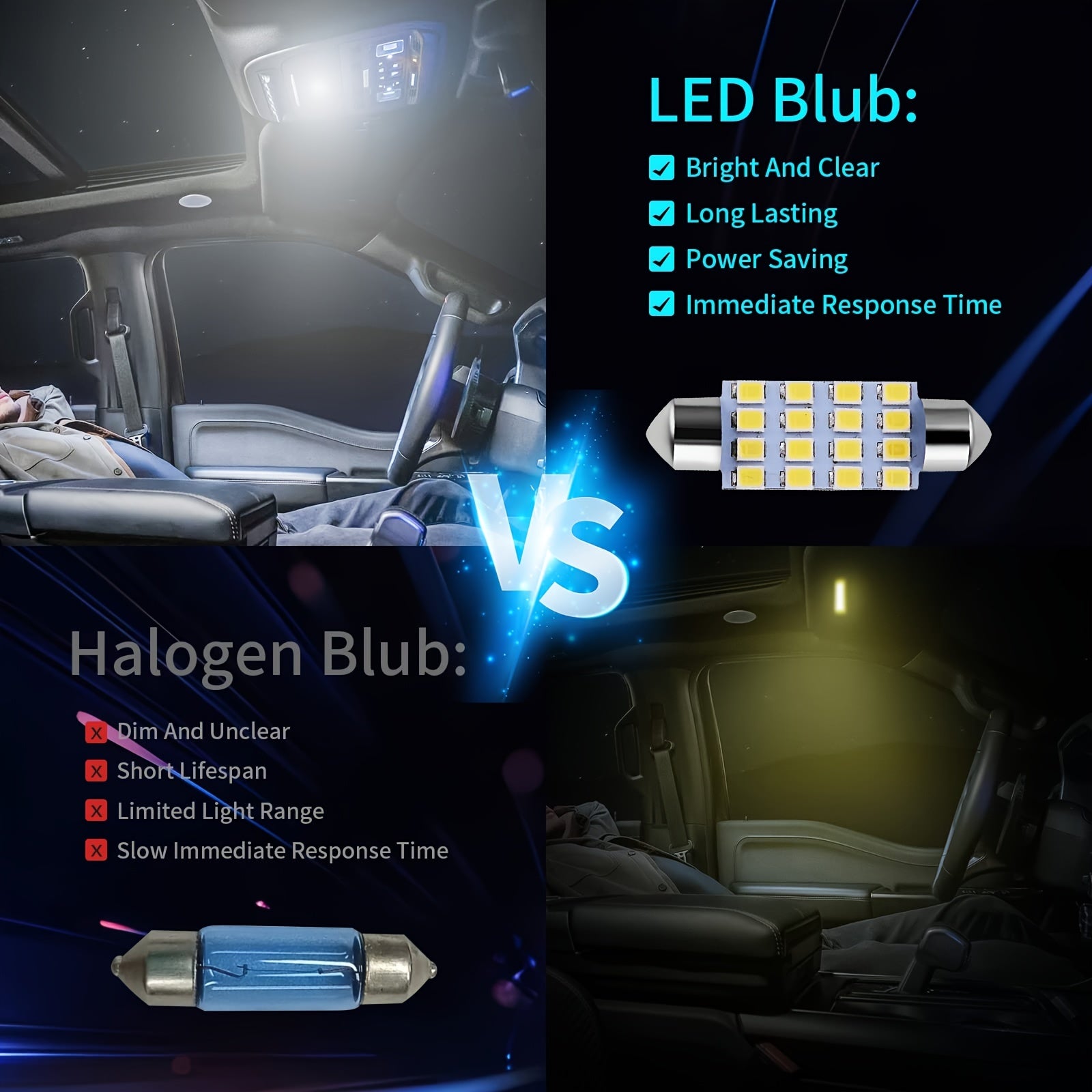 42pcs LED Car Interior Light Kit 12V Hardwired No Battery Required