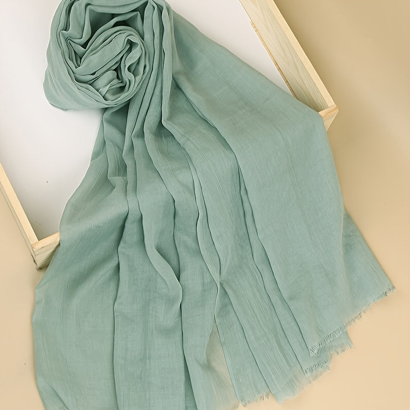 Women's Lightweight Solid Color Scarf Shawl Breathable Soft Polyester Sun Protection
