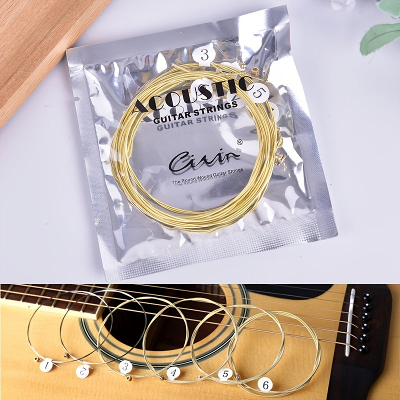 Brass Hexagonal Steel Core Acoustic Guitar Strings Set for Improved Sound and Durability