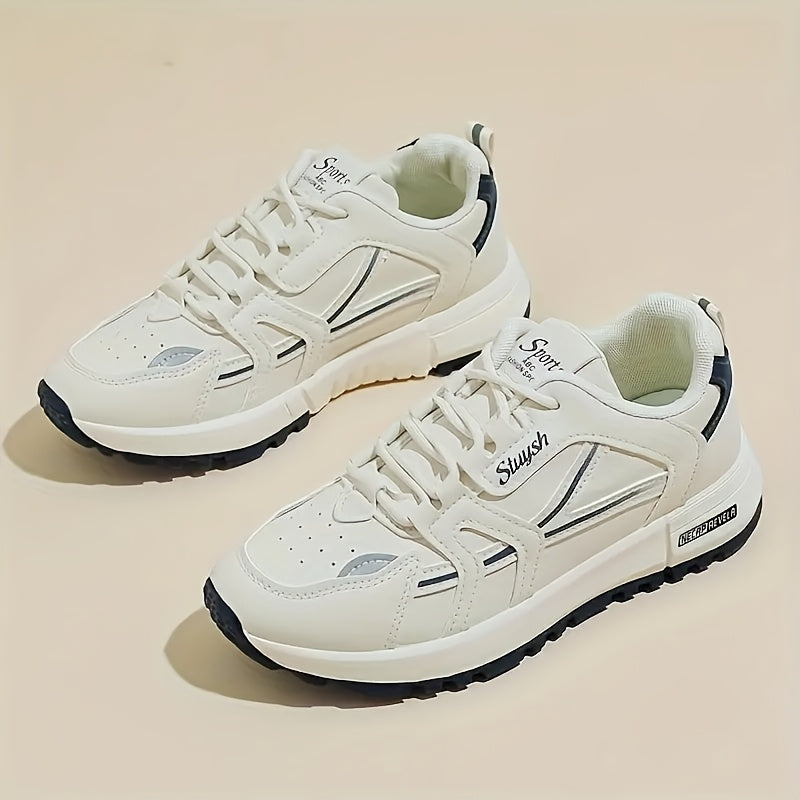 Women's Casual Sports Sneakers All-Season Breathable Lace-Up Mid-Top Shoes