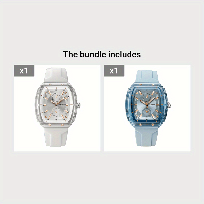 Unisex Square Watch with Silicone Strap and Long-Lasting Battery