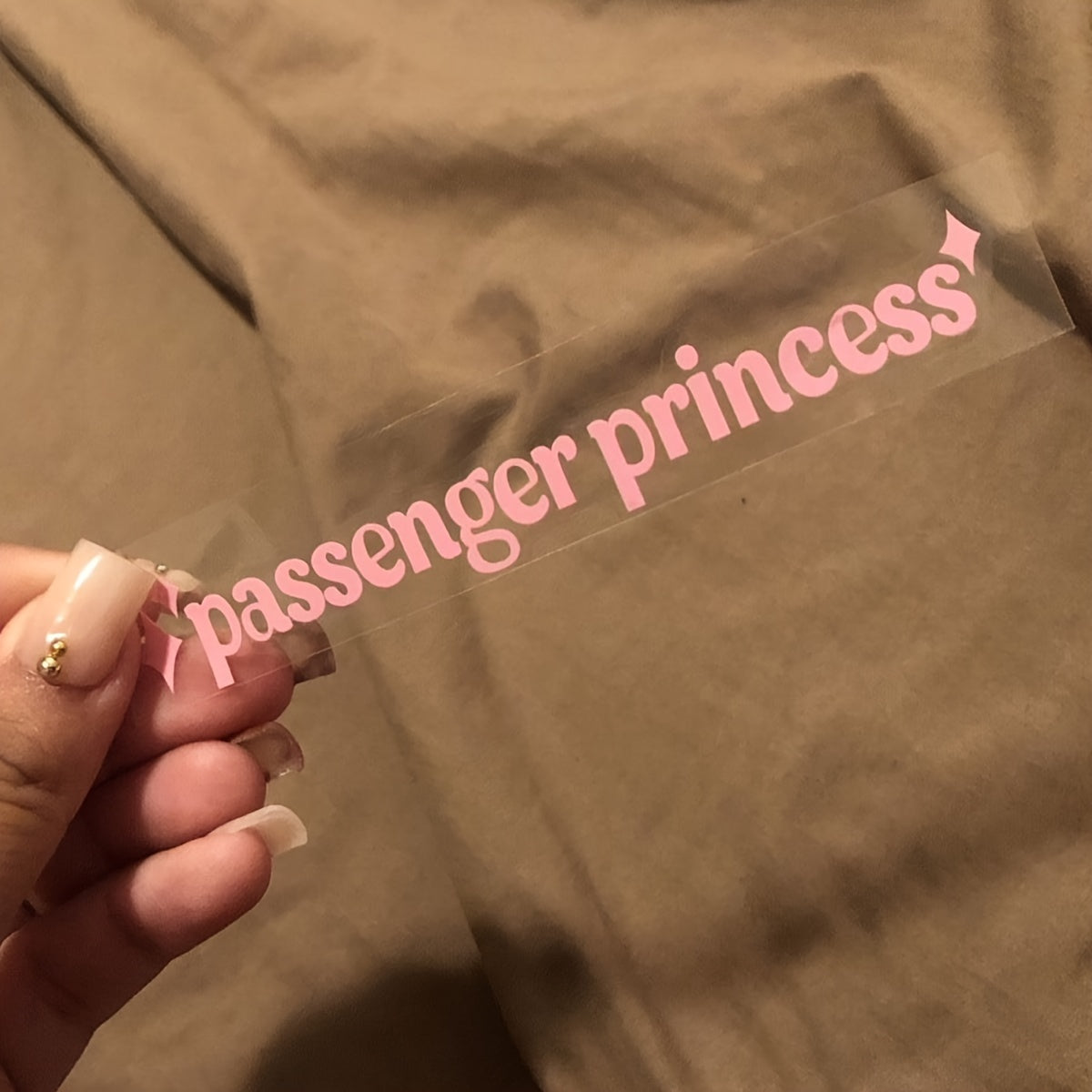 Pink Vinyl Car Decal Sticker Passenger Princess Cursive Stars Weatherproof