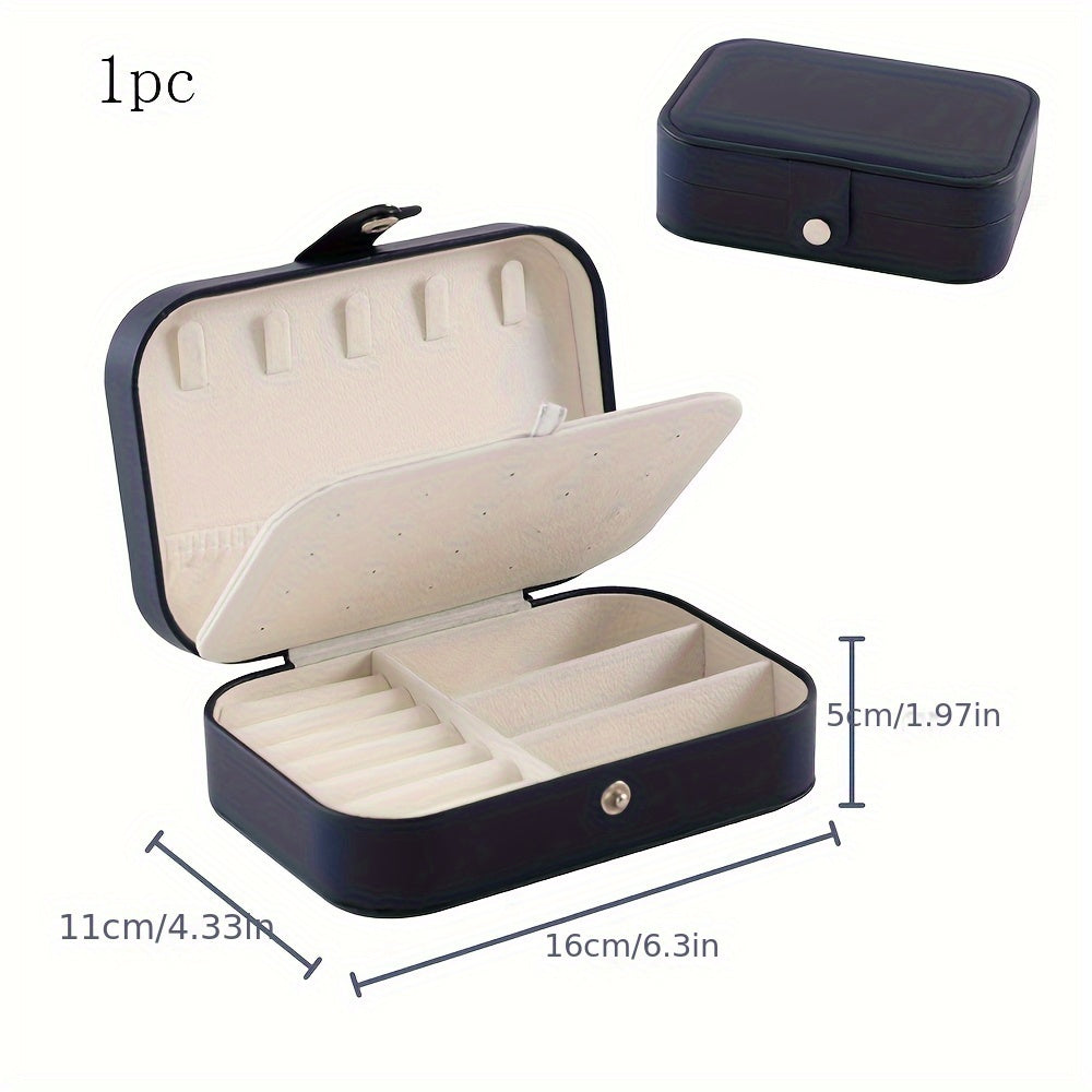 Double-Layered Faux Leather Jewelry Organizer for Earrings Necklaces Rings and Accessories