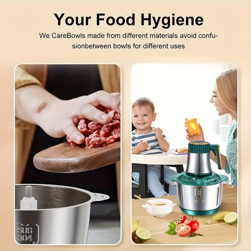 5L Нержавеющая сталь Кухонный комбайн с 6-лезвийной системой - Быстрая мясорубка и нарезка овощей, мощный кухонный гаджет для лука, чеснока, салатов и детского питания, вилка для США.