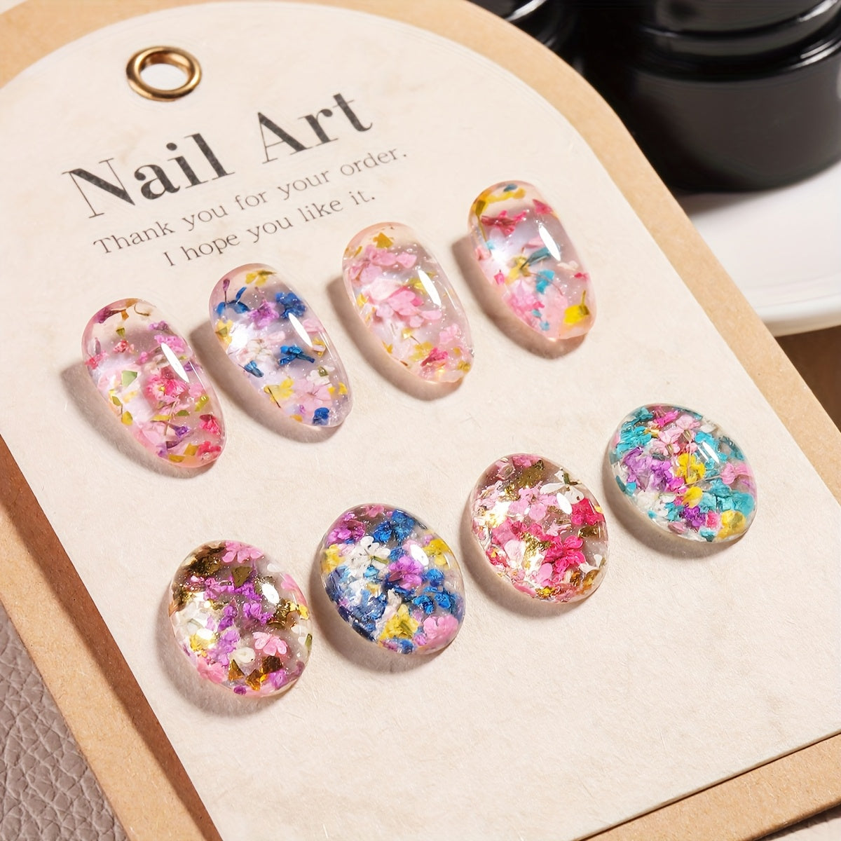 Unscented Metal Compatible Gel Nail Polish with Dried Flower Design for DIY Manicures