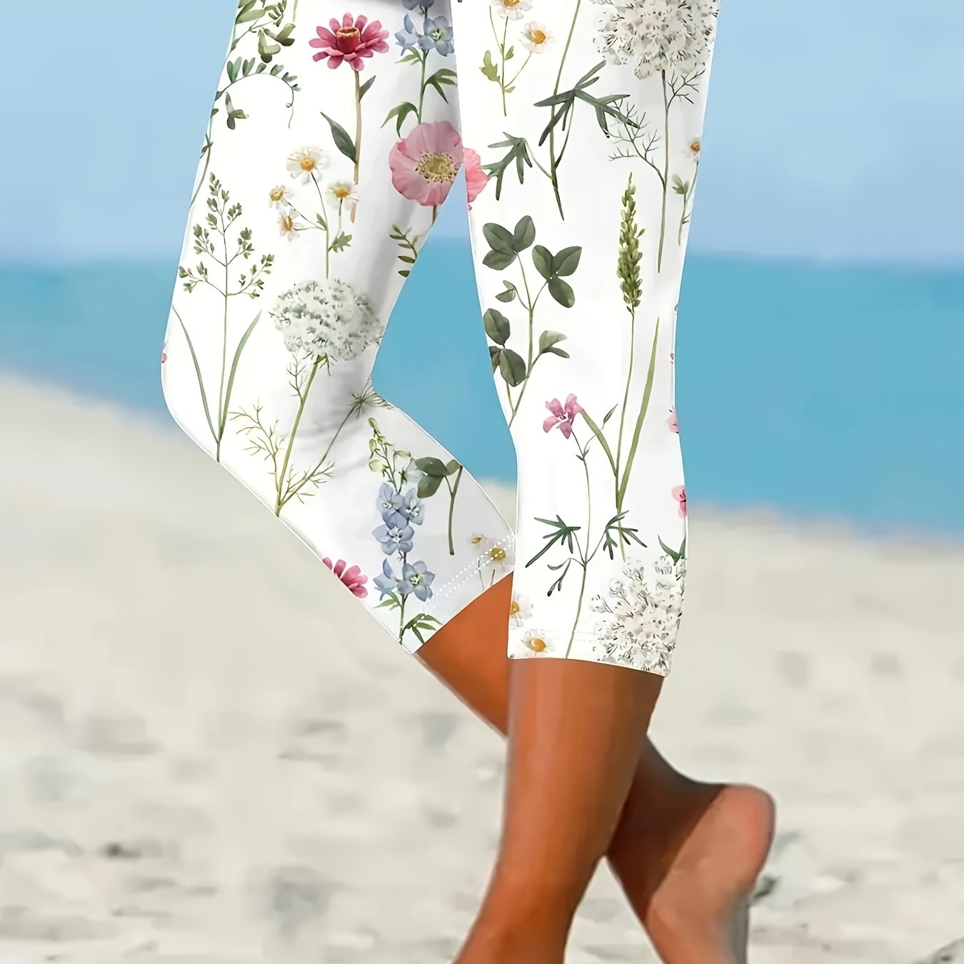 Women's Floral Print Beach Shorts Lightweight Summer High Waist Casual