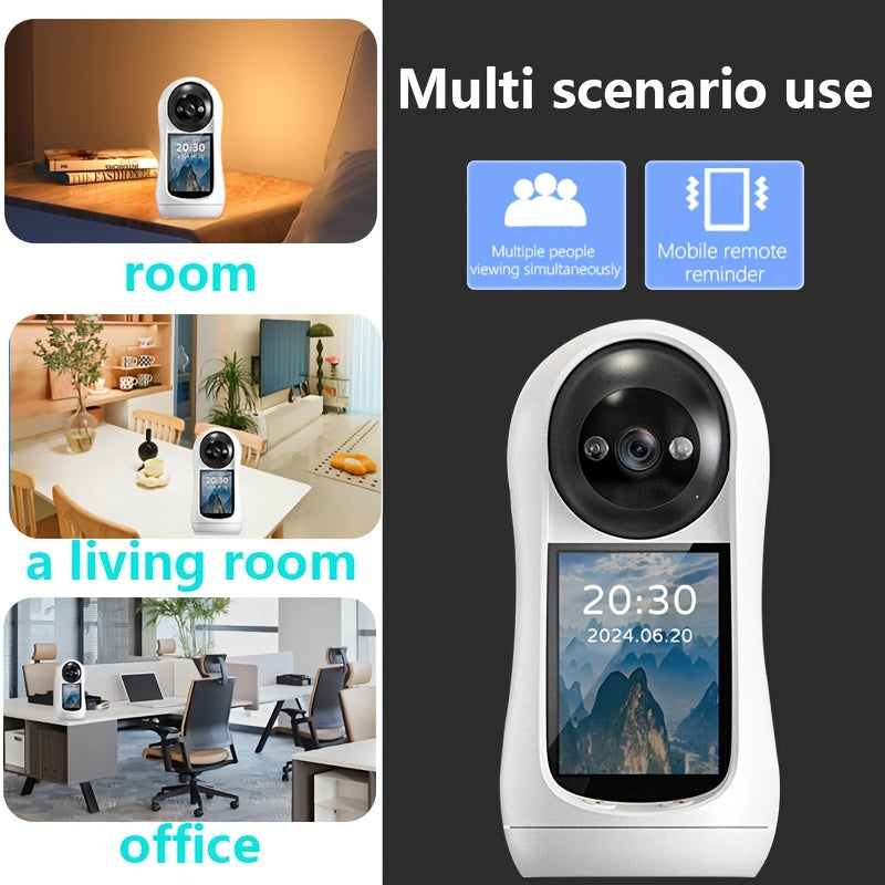Security Camera with 7.11cm IPS Screen Two-Way Audio Elderly Monitoring USB Powered