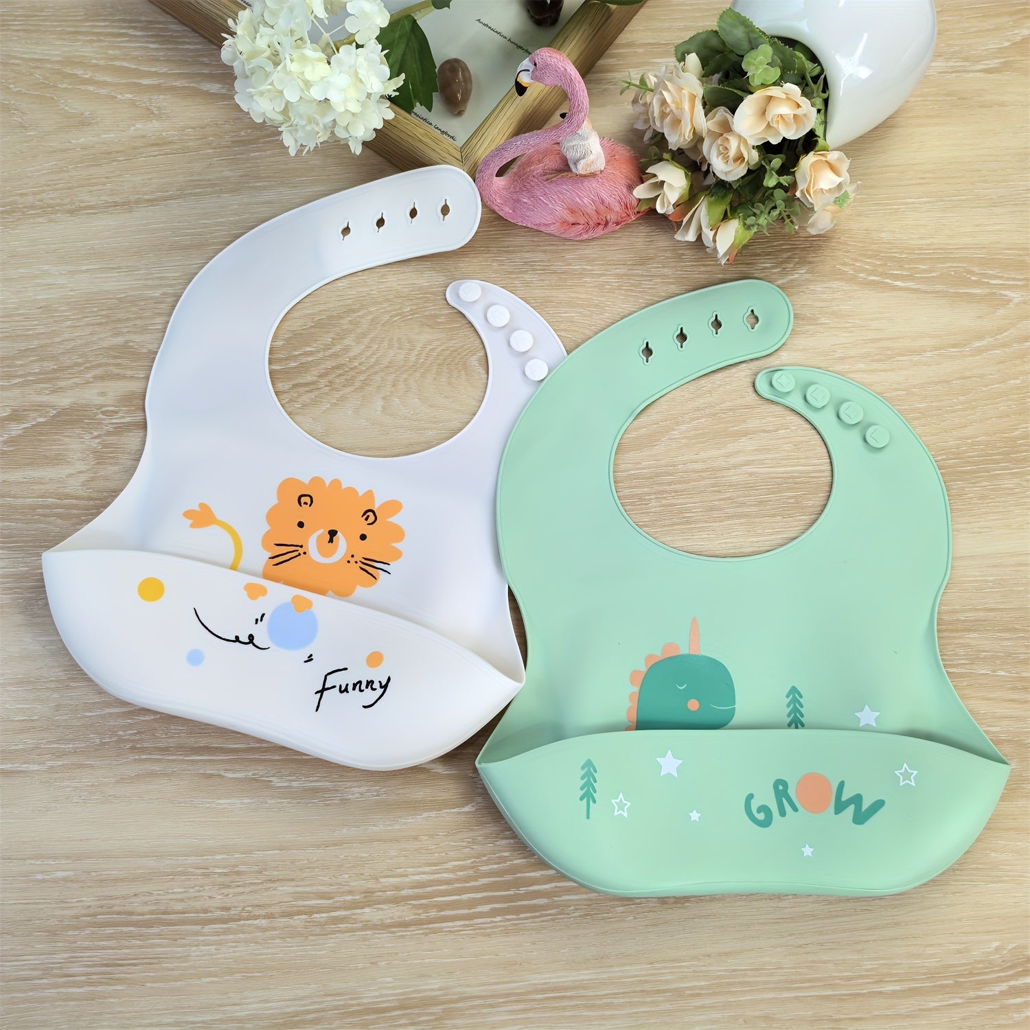 Baby Silicone Bibs for Babies and Toddlers Waterproof Adjustable with Large Food Catcher