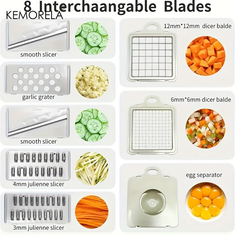 16-in-1 Sabzavot maydalagich, zanglamaydigan po'lat pichoq va maydalash uchun qo'shimchalar bilan