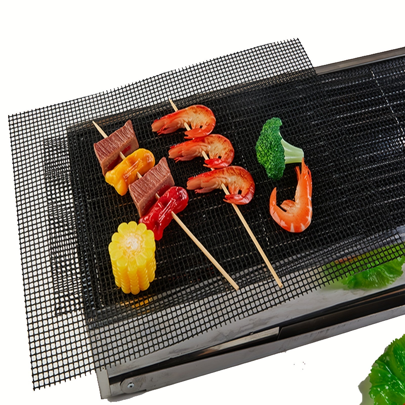 5-Piece BBQ Grill Mat Set Non-Stick Teflon Reusable for Fish Shrimp Meat