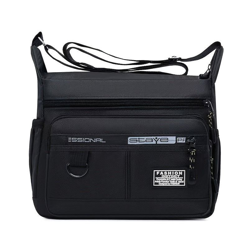 Men's Large Capacity Nylon Chest Bag with Multiple Compartments and Adjustable Strap for Travel and Outdoor Activities