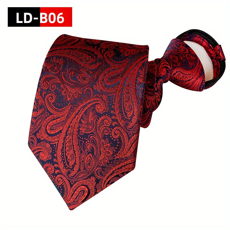 Men's Paisley Polyester Zipper Tie with Easy Pull Design in Spot Supply