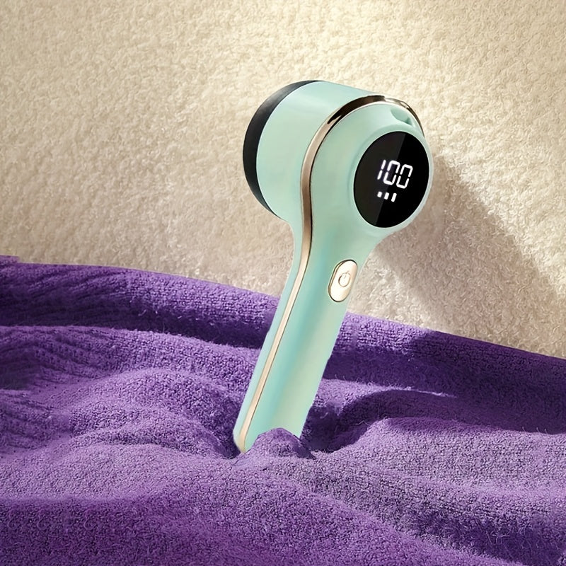 Afeitadora eléctrica de tela azul claro, recargable por USB, removedor de pelusas para ropa y muebles
