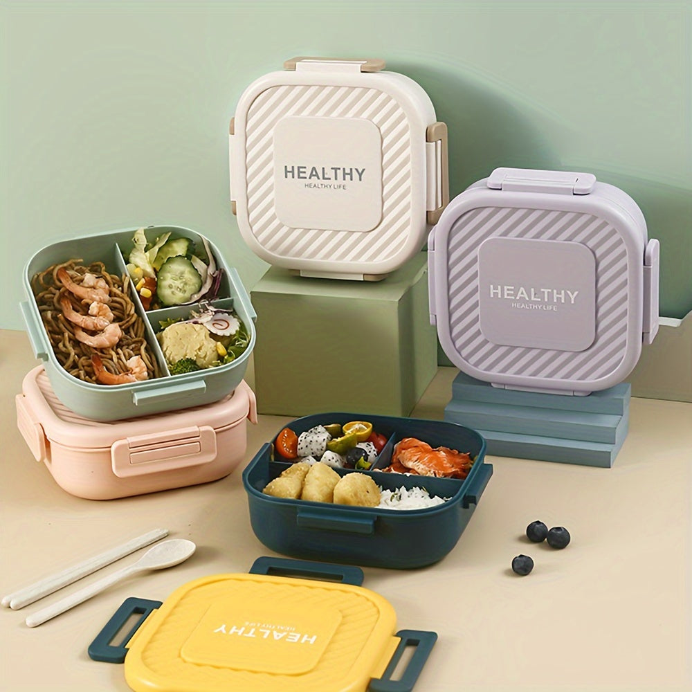 Plastic Square Grid Lunch Box for One with Leakproof Design for Outdoor and Fruit Salad Storage