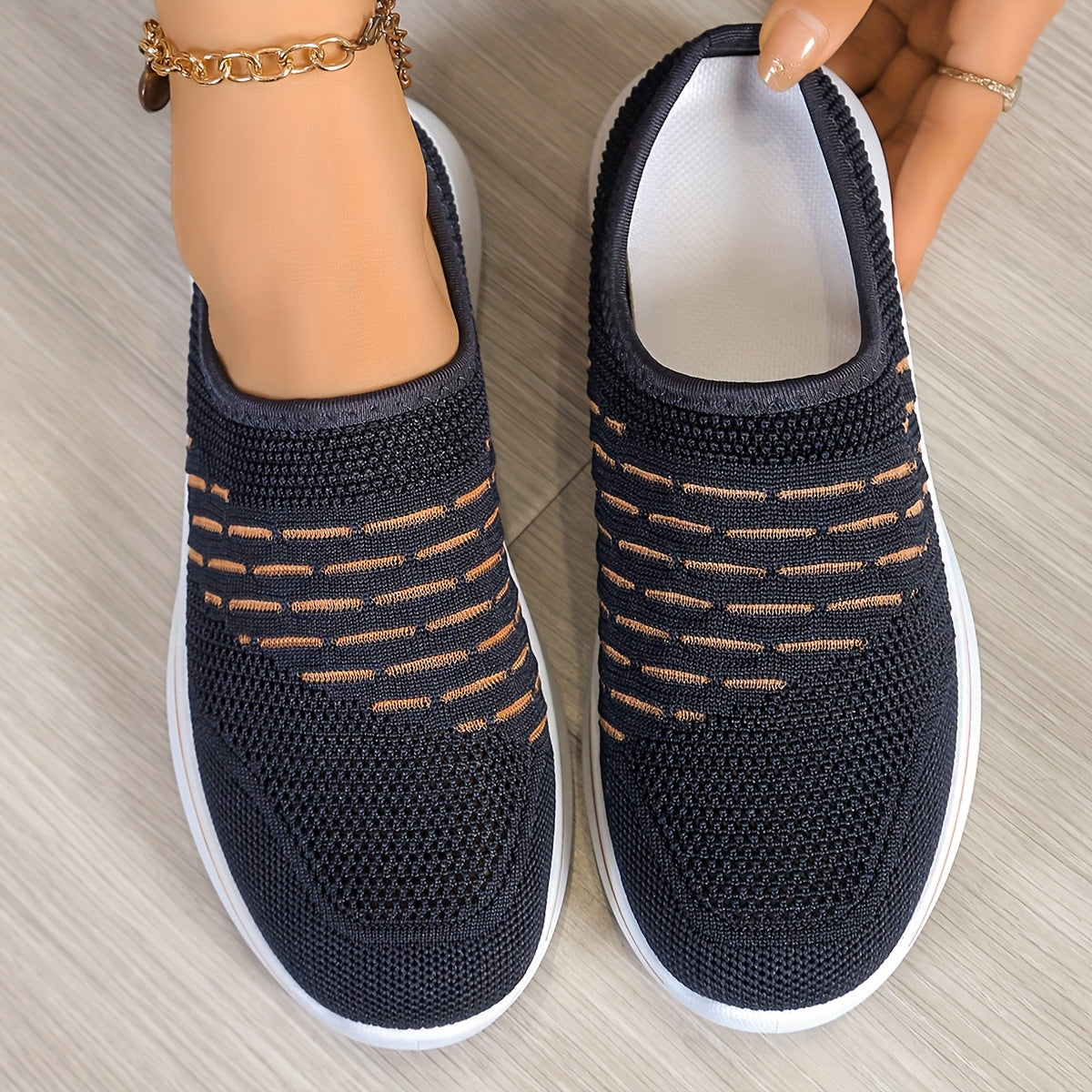 Ayollar uchun nafas oladigan trikotaj mules slip-on platform poyabzal, bej, dengiz, pushti, kulrang