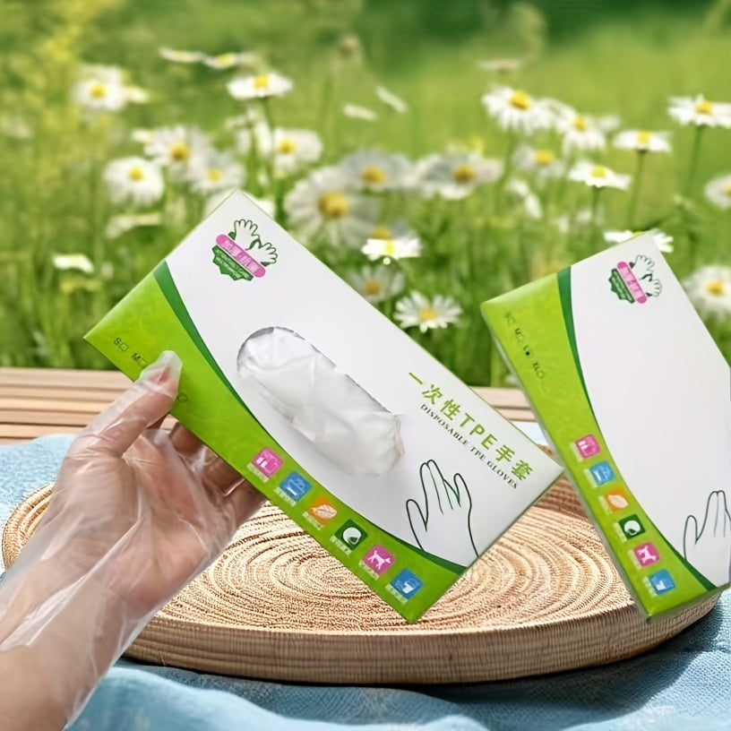 Guantes desechables de Tpe 100 piezas a prueba de agua, a prueba de aceite, sin polvo, transparentes