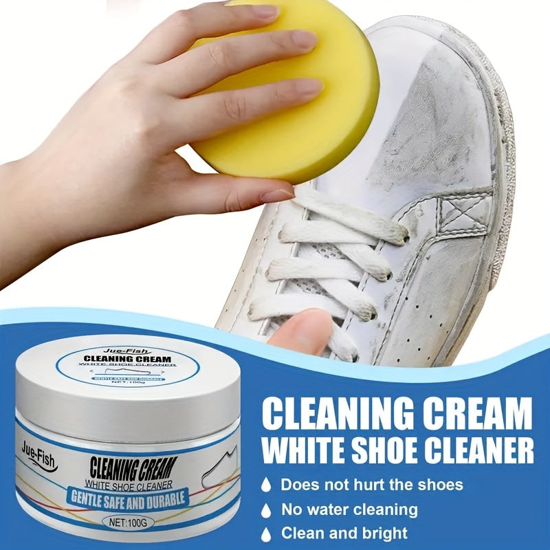 White Shoe Cleaner Cream for Sneakers Canvas Faux Leather No Rinse Stain Remover