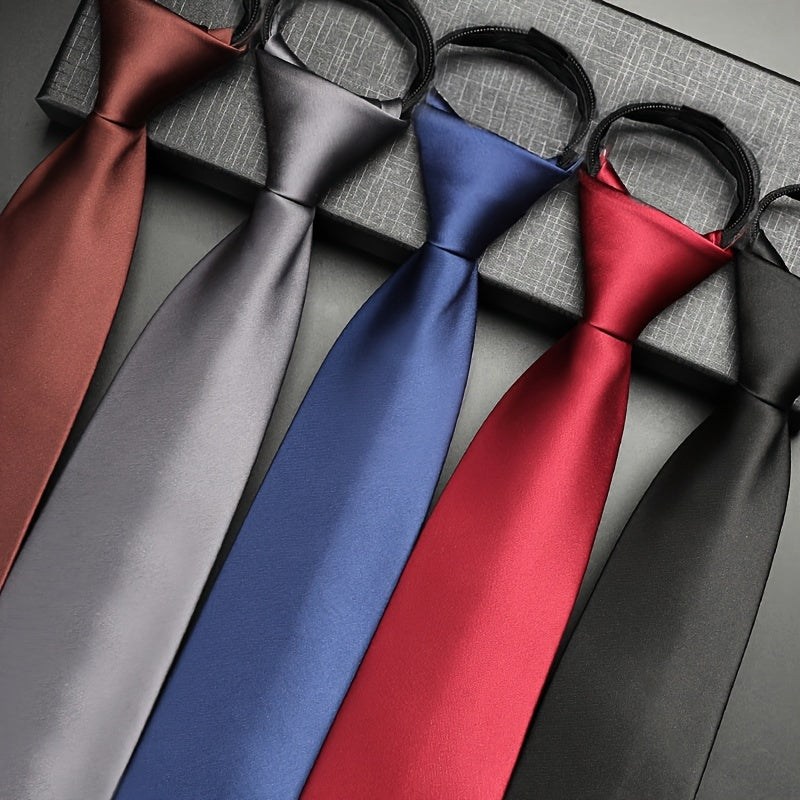 Corbata con cremallera azul marino y burdeos para hombres, ideal para eventos formales y bodas