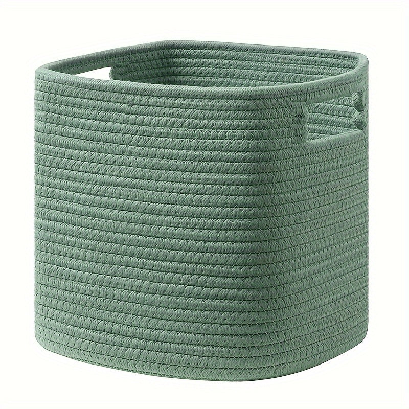Cubo de almacenamiento trenzado de 11x11 pulgadas en blanco, verde y negro para armario, aula, baño