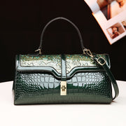 Vintage Geometric Pattern Clutch Bag with Removable Strap and Kiss Lock Closure Black Green