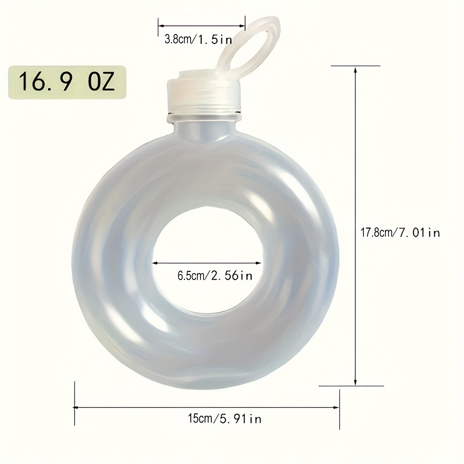 500ml BPA-bezatish Donut shaklidagi suv shishalari, tutqichli, oqib ketmaydigan, sport uchun yengil