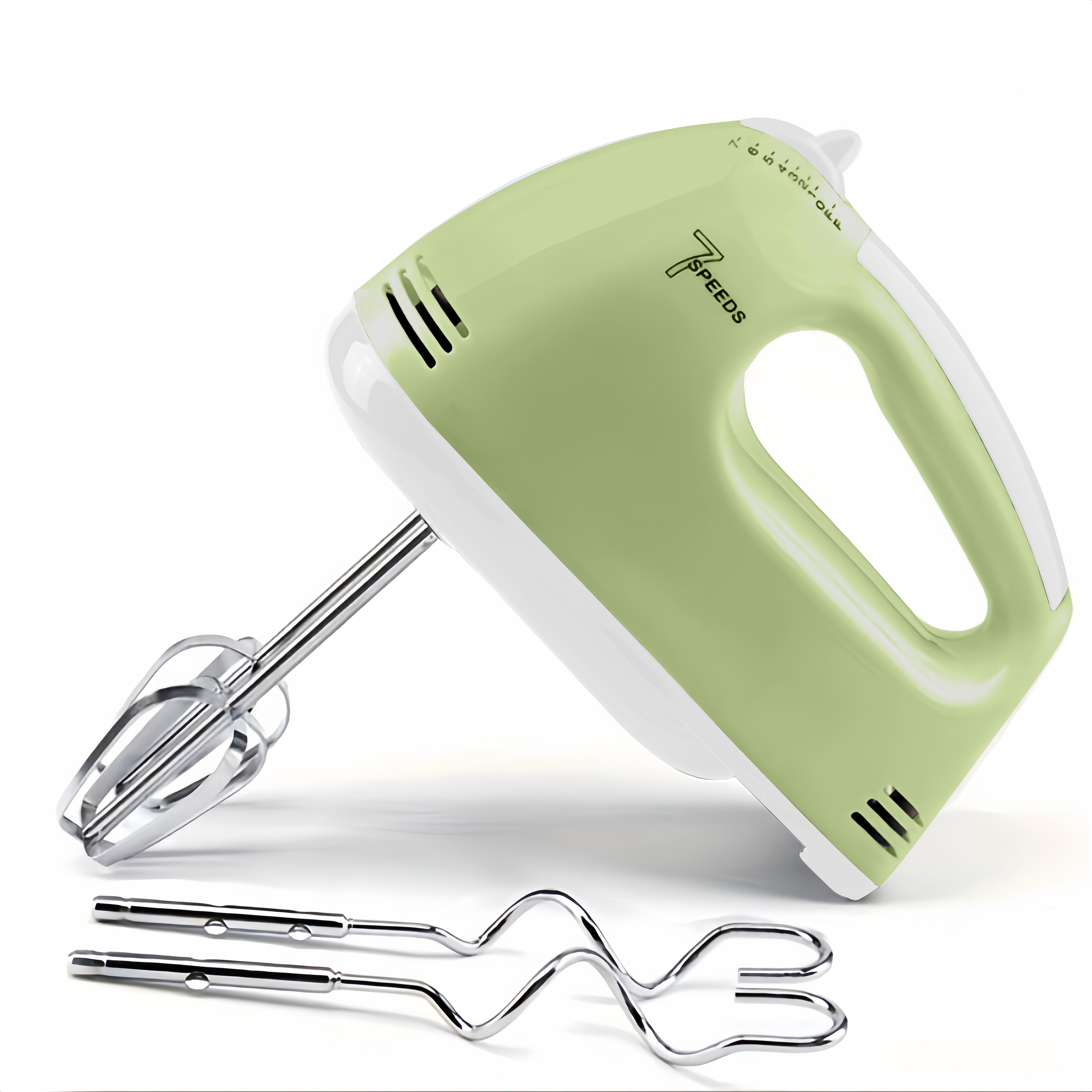 7-Speed Handheld Electric Mixer Set with Whisk and Egg Beater, Metal Kitchen Appliance