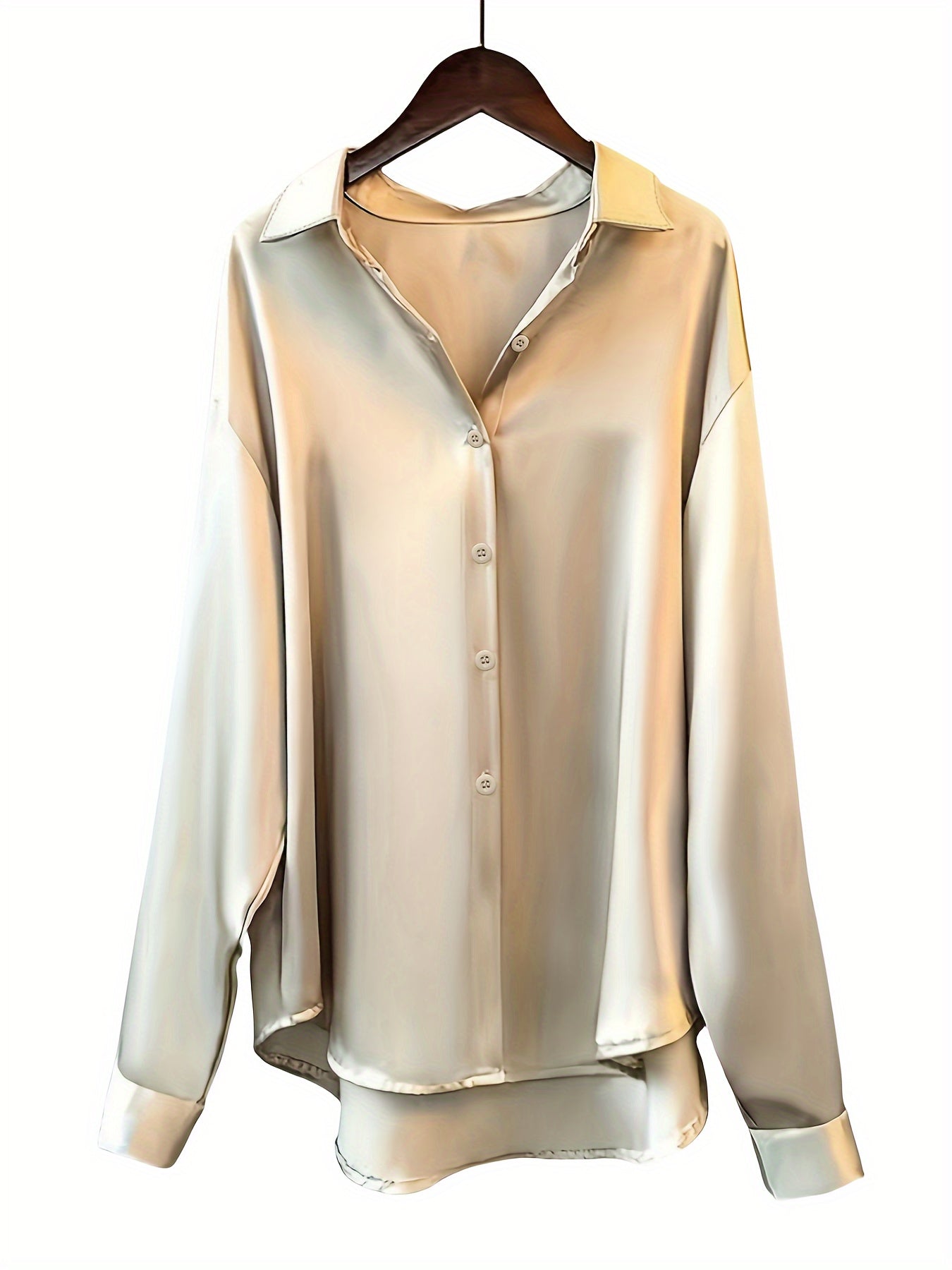 Plus Size Black Button-Up Blouse with Collar and Tailored Fit for All Seasons