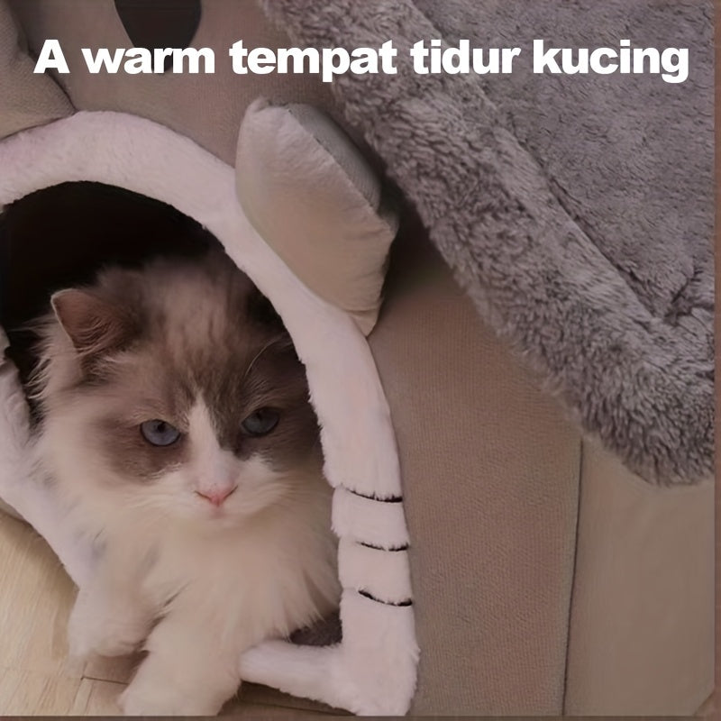 Foldable Washable Cat Bed with Non-Skid Bottom Indoor Use