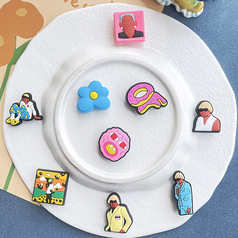 Kids PVC Shoe Charms Set, Colorful Cartoon Characters, Removable Accessory