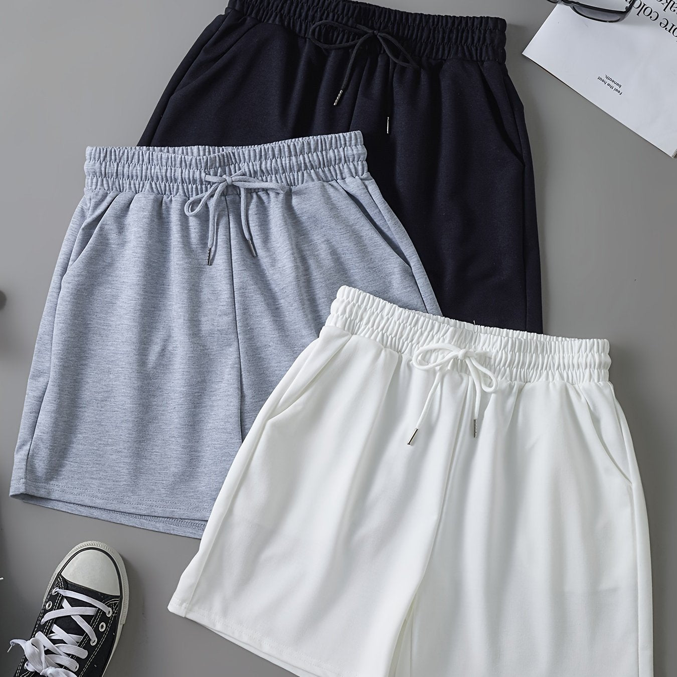 Женские спортивные шорты больших размеров с карманами, на шнурке, повседневные для тренировок