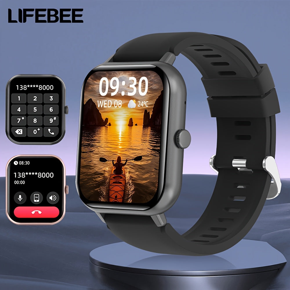 Smartwatch Full Screen Call Function 100+ Exercise Modes Pedometer Calorie Tracker Rechargeable Black Pink